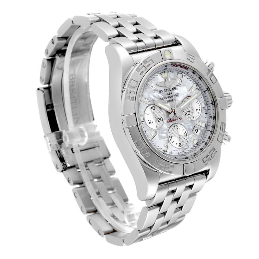 Reasonably Priced Breitling Chronomat 01 Mother of Pearl Diamond Dial Steel Mens Watch AB0110 — image 3