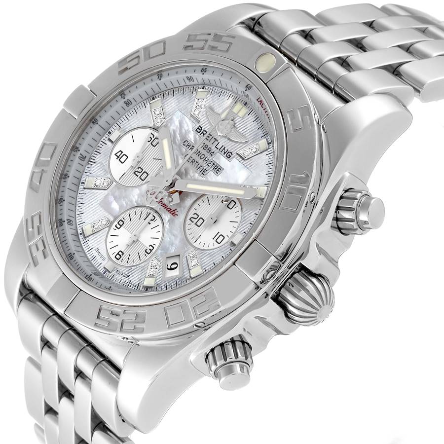Reasonably Priced Breitling Chronomat 01 Mother of Pearl Diamond Dial Steel Mens Watch AB0110 — image 5