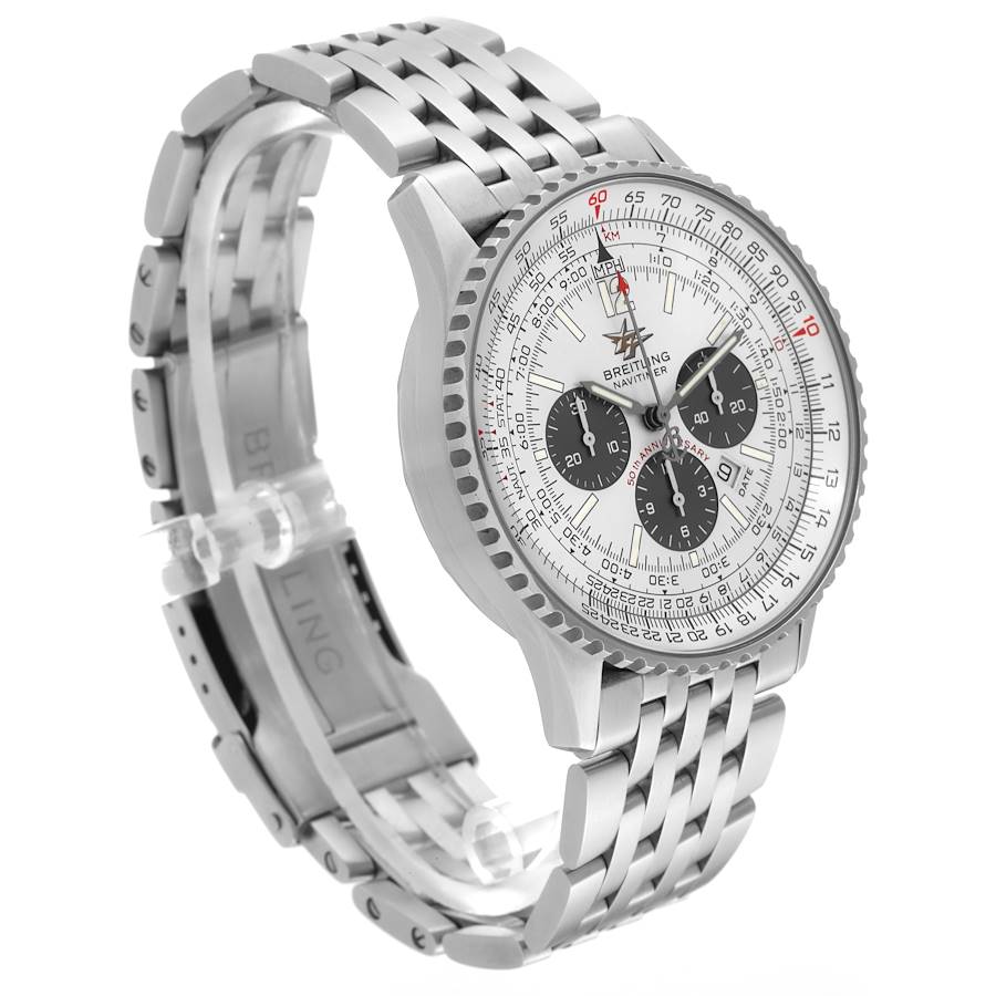 Upscale Breitling Navitimer 50th Anniversary Silver Dial Mens Watch A41322 — image 3