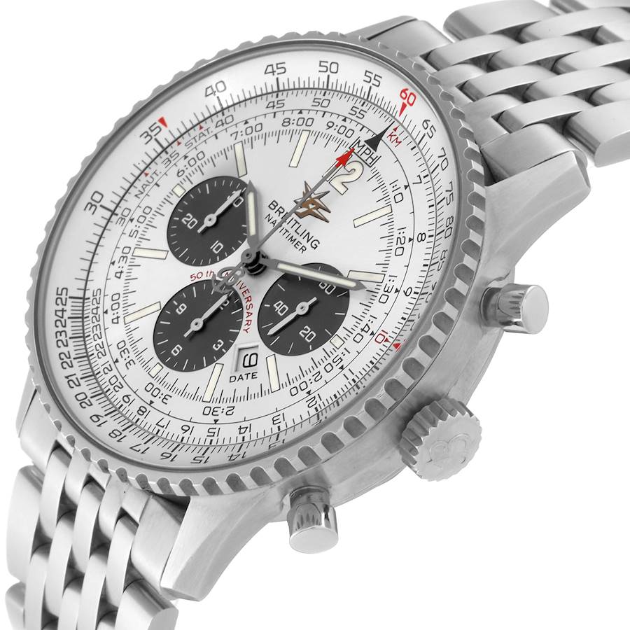 Upscale Breitling Navitimer 50th Anniversary Silver Dial Mens Watch A41322 — image 5