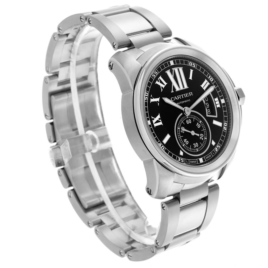 Luxurious Replica Cartier Calibre Steel Black Dial Mens Watch W7100016 — image 3