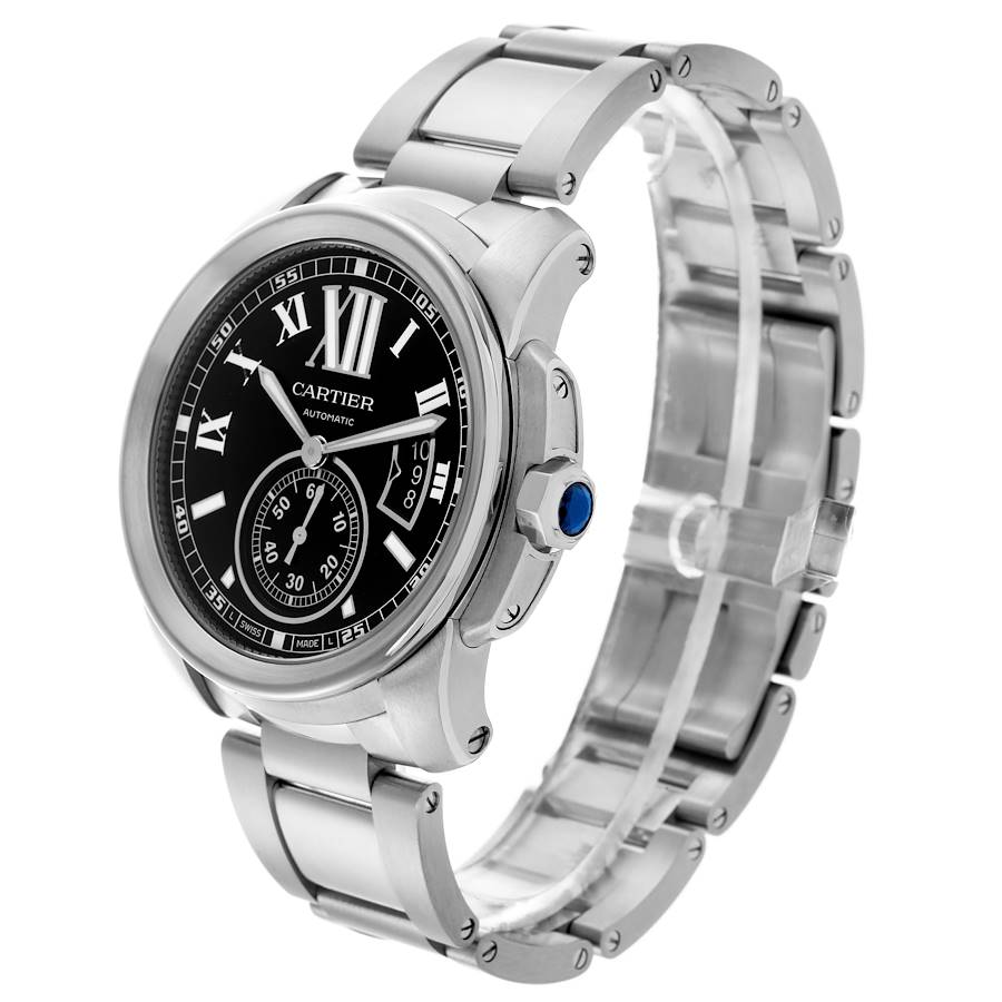 Luxurious Replica Cartier Calibre Steel Black Dial Mens Watch W7100016 — image 4
