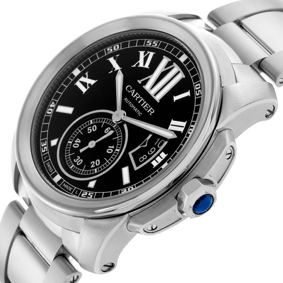Luxurious Replica Cartier Calibre Steel Black Dial Mens Watch W7100016 — image 5