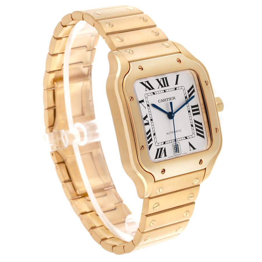 Alluring Replica Cartier Santos Silver Dial Large 18k Yellow Gold Mens Watch WGSA0029 — image 3