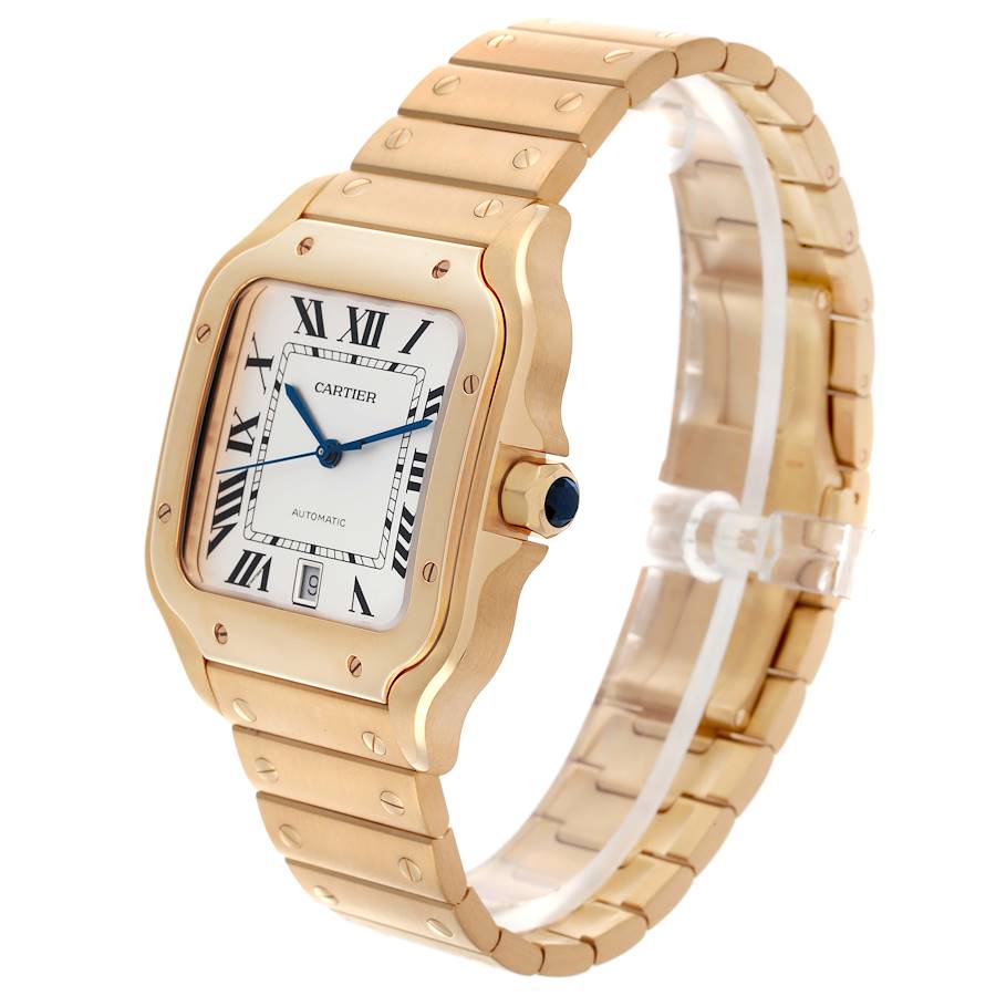 Alluring Replica Cartier Santos Silver Dial Large 18k Yellow Gold Mens Watch WGSA0029 — image 4