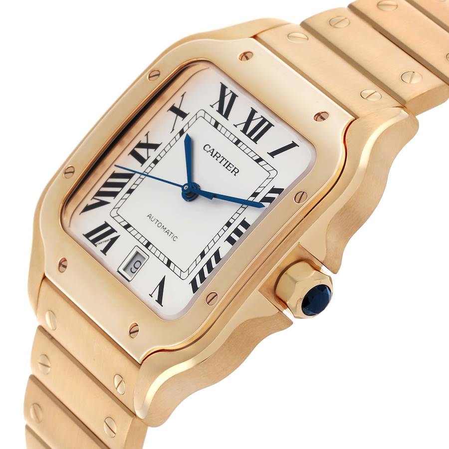 Alluring Replica Cartier Santos Silver Dial Large 18k Yellow Gold Mens Watch WGSA0029 — image 5