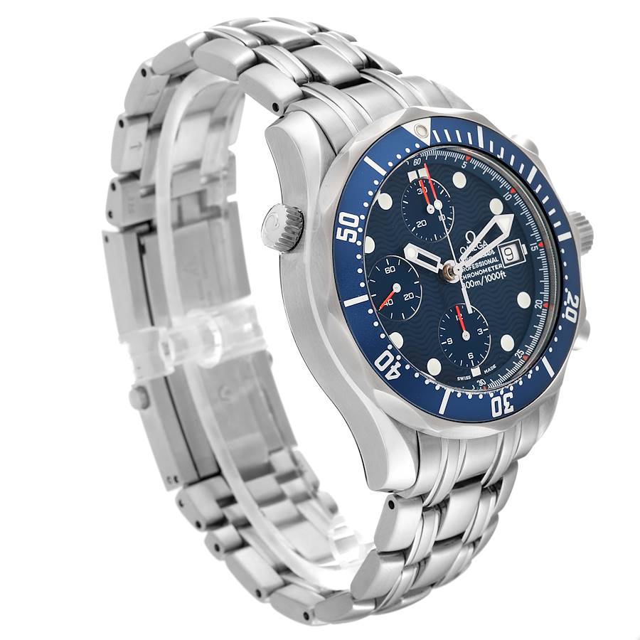 Exceptional Omega Seamaster Blue Dial Chronograph Steel Mens Watch 2599.80.00 — image 3