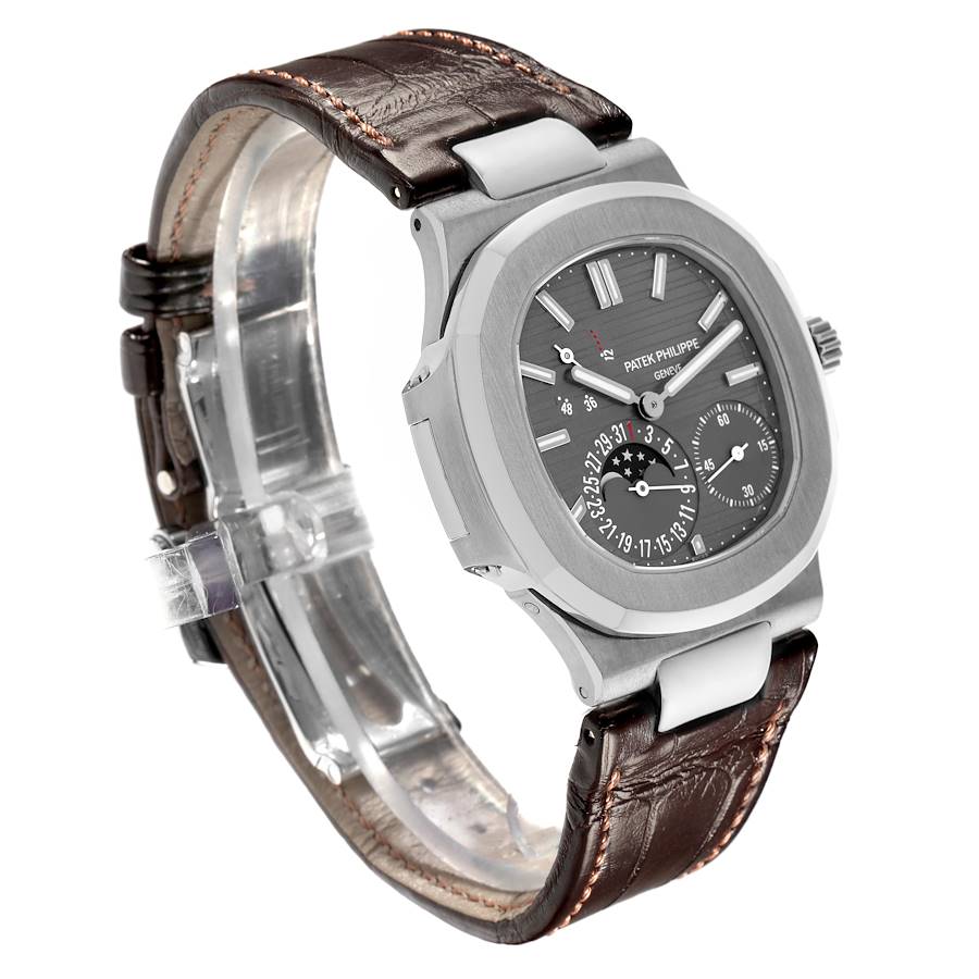 New Generation Replica Patek Philippe Nautilus White Gold Moonphase Mens Watch 5712 — image 3