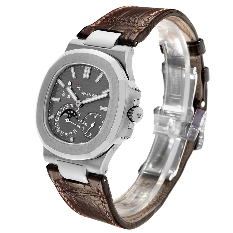 New Generation Replica Patek Philippe Nautilus White Gold Moonphase Mens Watch 5712 — image 4
