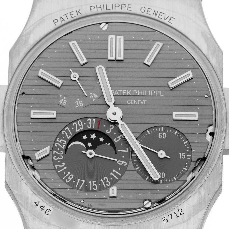 New Generation Replica Patek Philippe Nautilus White Gold Moonphase Mens Watch 5712 — image 7