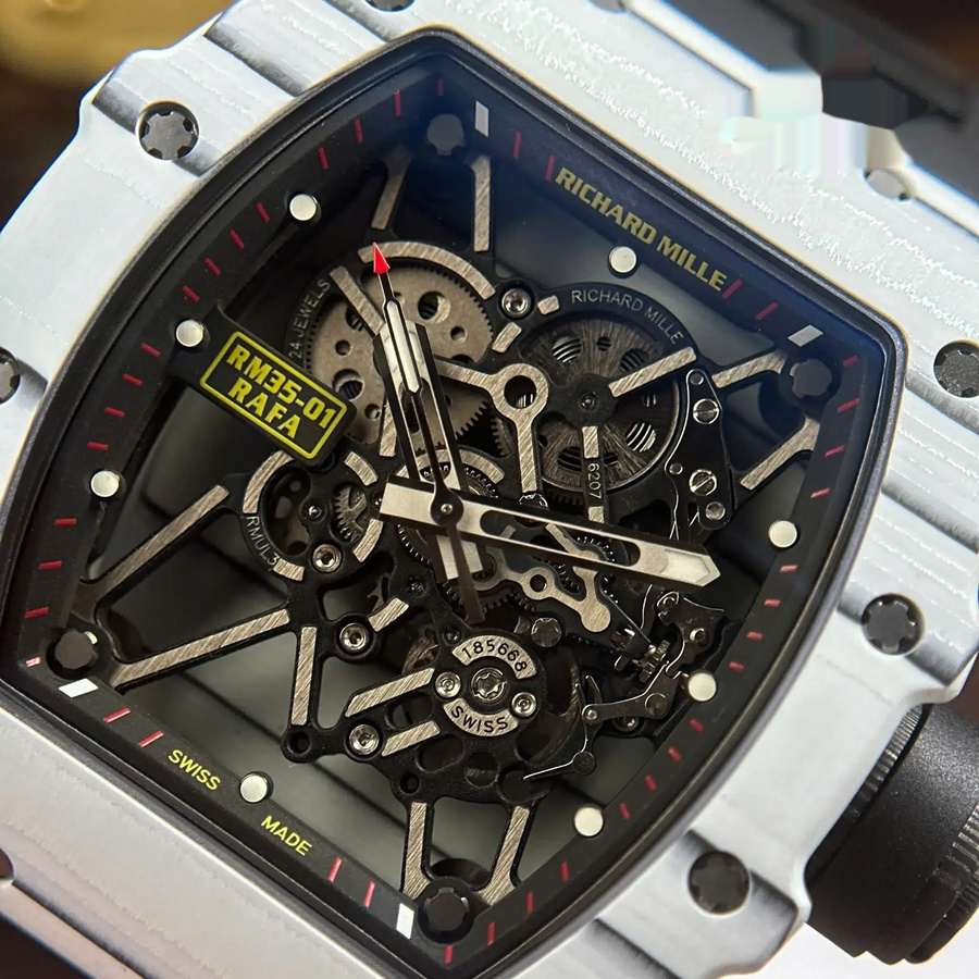 Affordable Imitation Richard Mille RM 35-01 Rafael Nadal White Carbon TPT Limited Edition ZF V3 49.94mm X 44.5mm — image 5