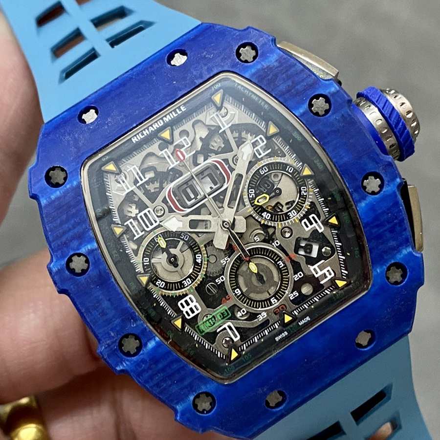 Best-selling Replica Richard Mille RM 11-03 Jean Todt 50th Anniversary Chronograph Blue Carbon Fiber KVF 49.94 X 44.5mm — image 3