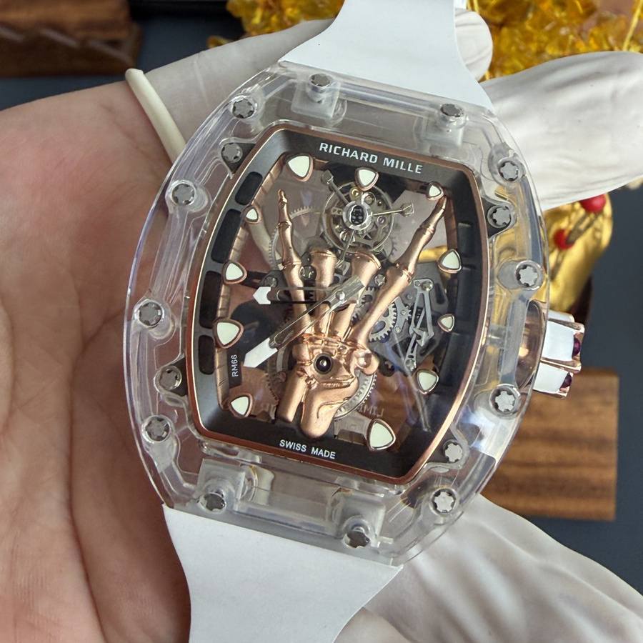 Cost-effective Replica Richard Mille RM 66 Flying Tourbillon Custom Made Real White Sapphire 42.7mm X 49.94mm — image 4