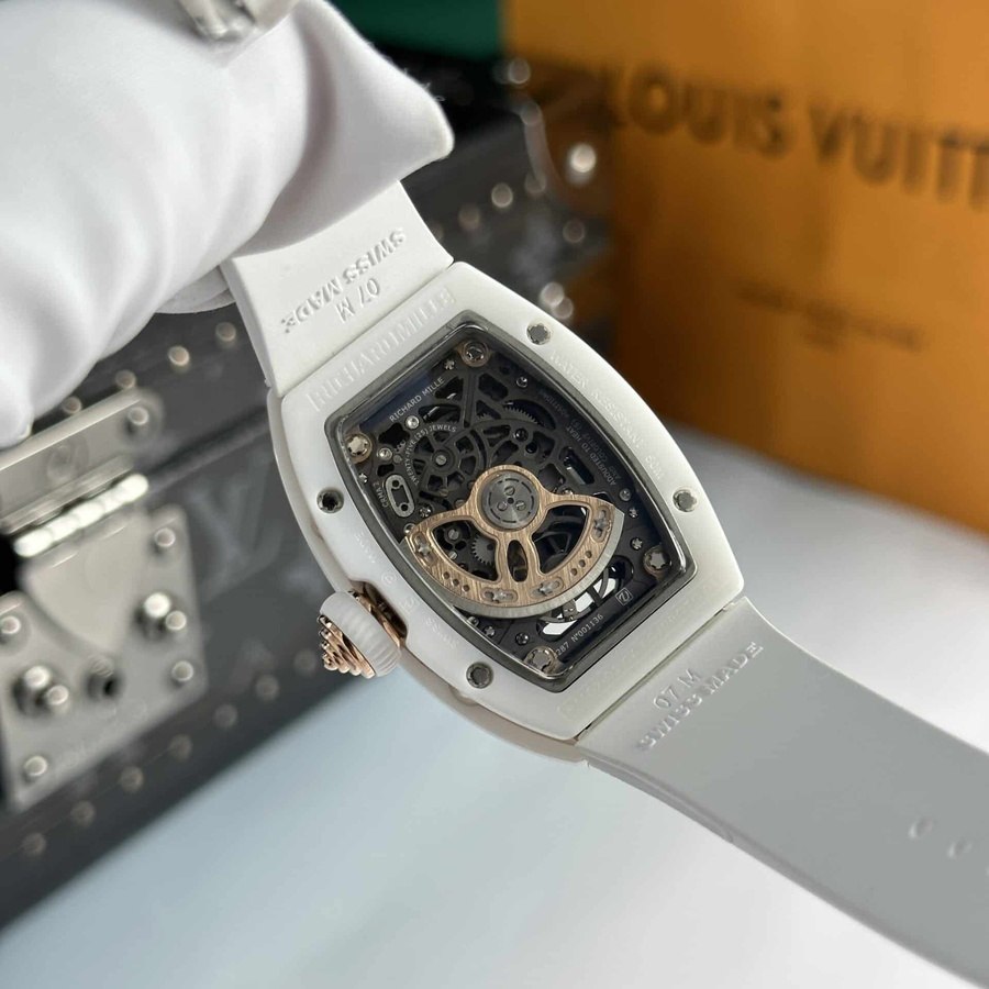 Discount Knockoff Richard Mille RM 07-01 White Ceramic Black Lip 45.32 X 32.3mm — image 7