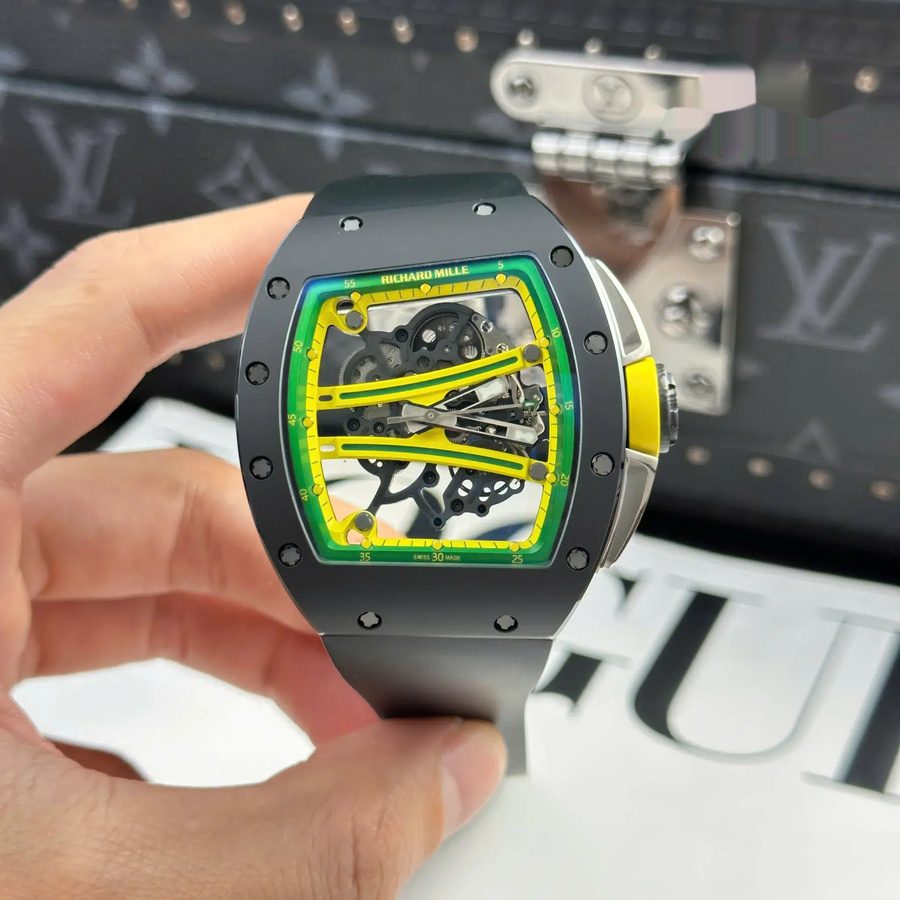 Fantastic Super Clone Richard Mille RM 61-01 Yohan Blake Green Black Ceramic Rubber Strap ZF 42.7mm X 50.23mm — image 1