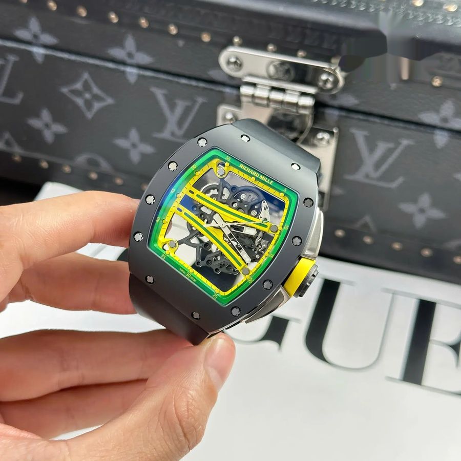 Fantastic Super Clone Richard Mille RM 61-01 Yohan Blake Green Black Ceramic Rubber Strap ZF 42.7mm X 50.23mm — image 2