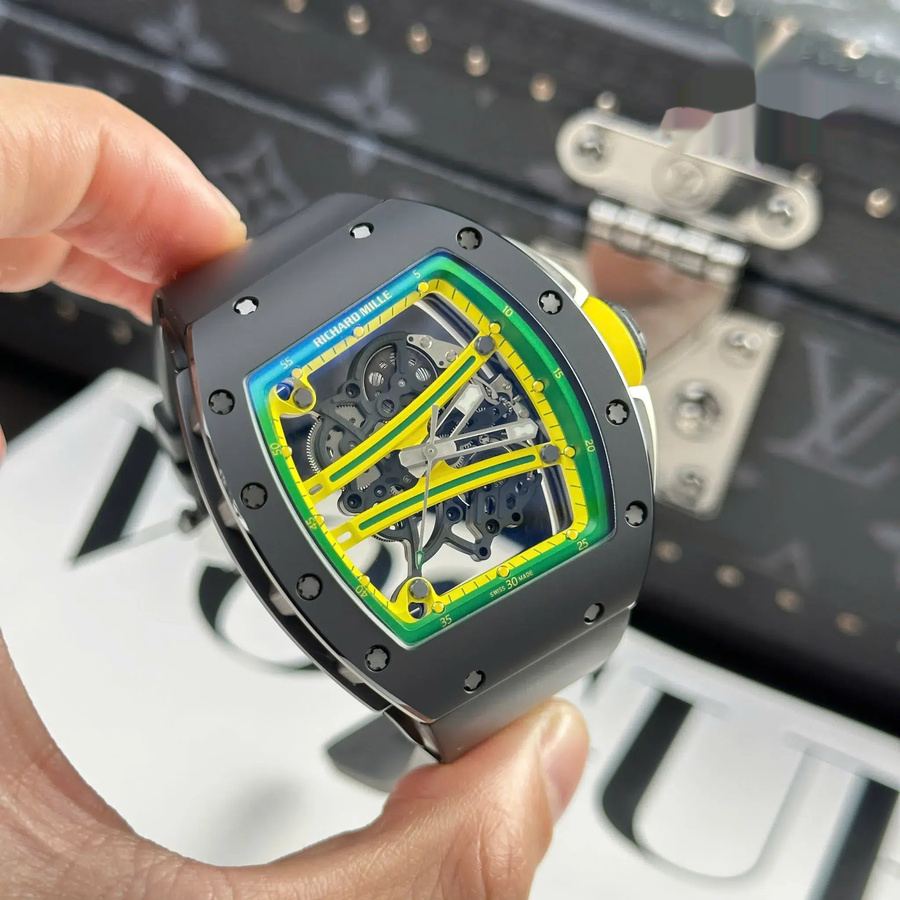 Fantastic Super Clone Richard Mille RM 61-01 Yohan Blake Green Black Ceramic Rubber Strap ZF 42.7mm X 50.23mm — image 3