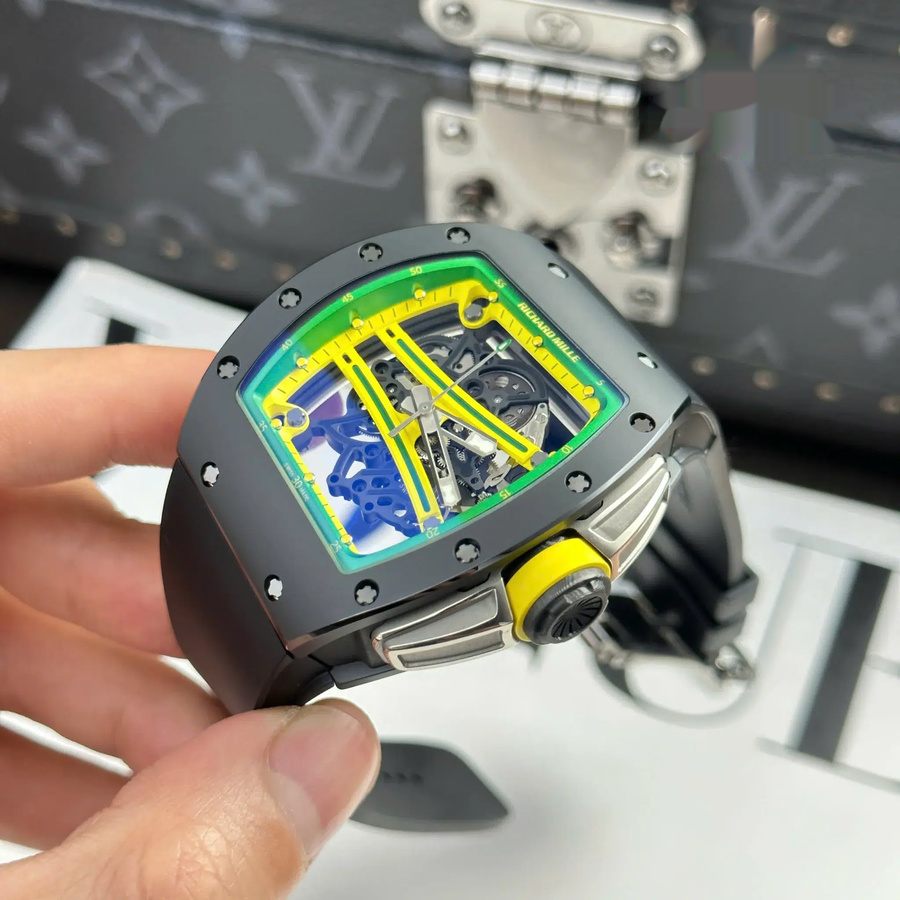 Fantastic Super Clone Richard Mille RM 61-01 Yohan Blake Green Black Ceramic Rubber Strap ZF 42.7mm X 50.23mm — image 4