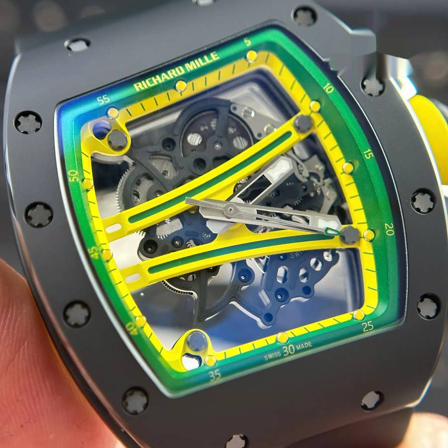 Fantastic Super Clone Richard Mille RM 61-01 Yohan Blake Green Black Ceramic Rubber Strap ZF 42.7mm X 50.23mm — image 5