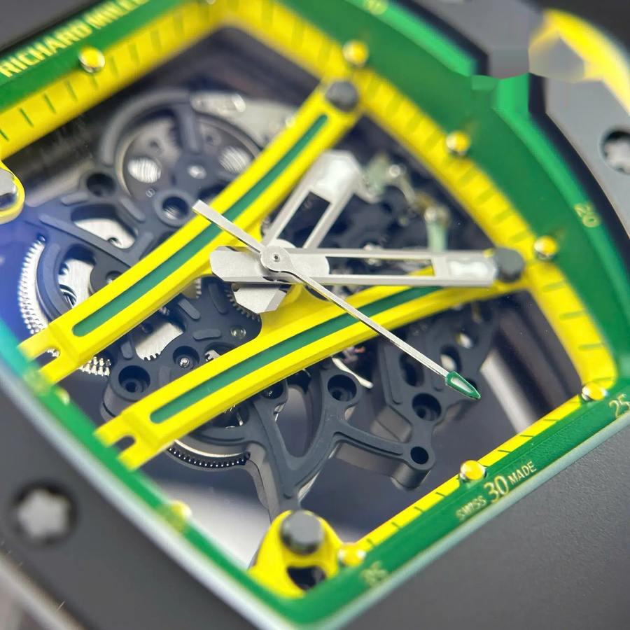 Fantastic Super Clone Richard Mille RM 61-01 Yohan Blake Green Black Ceramic Rubber Strap ZF 42.7mm X 50.23mm — image 7