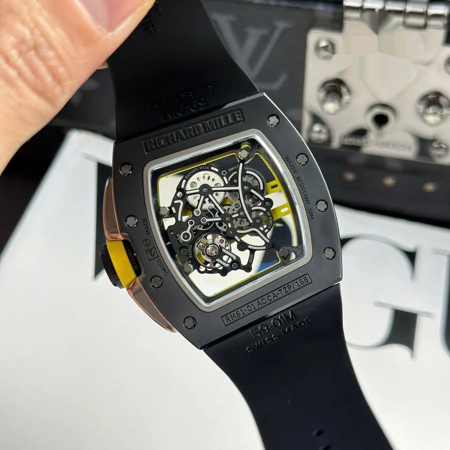 Fantastic Super Clone Richard Mille RM 61-01 Yohan Blake Green Black Ceramic Rubber Strap ZF 42.7mm X 50.23mm — image 10