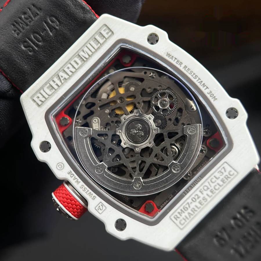 Fashionable Duplicate Richard Mille RM 67-02 Charles Leclerc Monaco Red White Quartz TPT 38.7 X 47.52mm — image 10