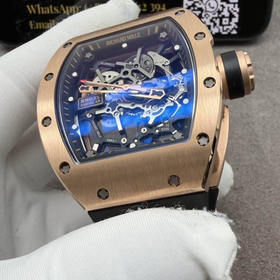 High-end Replica Richard Mille RM 035 Custom Made 18K Solid Gold Vaucher Movement 39.7mm X 48mm — image 7