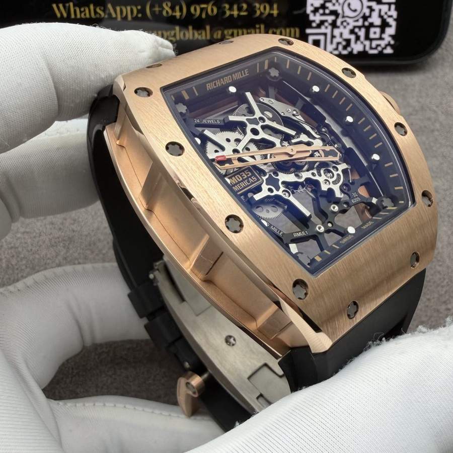High-end Replica Richard Mille RM 035 Custom Made 18K Solid Gold Vaucher Movement 39.7mm X 48mm — image 8