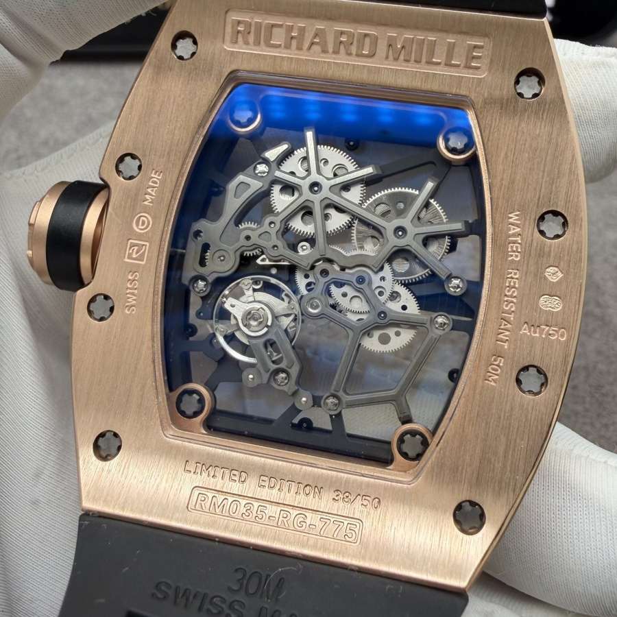 High-end Replica Richard Mille RM 035 Custom Made 18K Solid Gold Vaucher Movement 39.7mm X 48mm — image 12