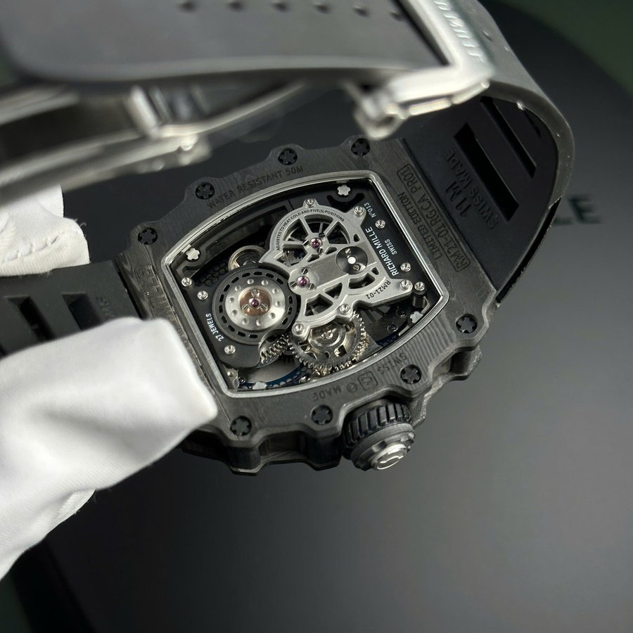 Inexpensive Replica Richard Mille RM 21-01 Tourbillon Aerodyne Titanium & Carbon TPT RMF 42.68mm X 50.12mm — image 7