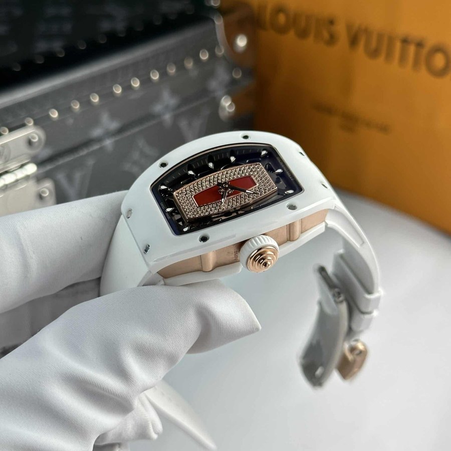 Limited-edition Knockoff Richard Mille RM 07-01 White Ceramic Rose Gold Red Lip 45.32 X 32.3mm — image 3