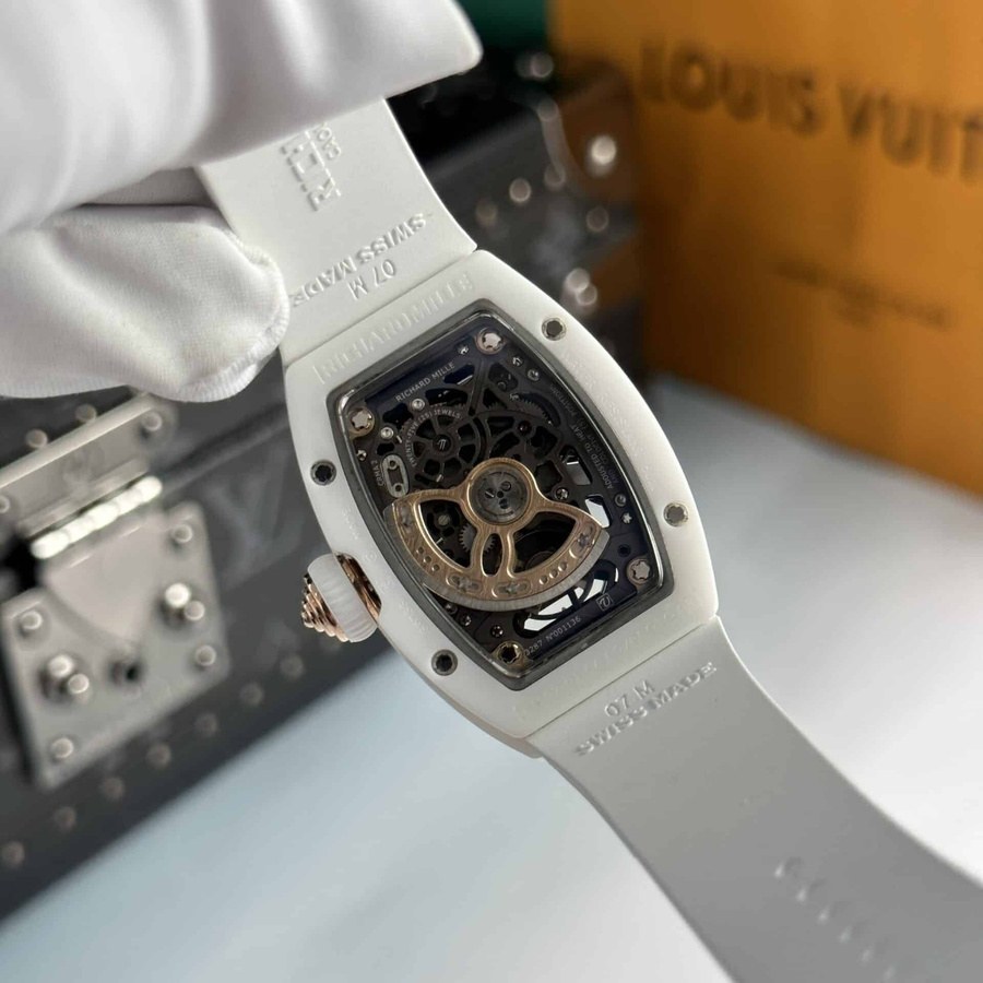 Limited-edition Knockoff Richard Mille RM 07-01 White Ceramic Rose Gold Red Lip 45.32 X 32.3mm — image 6