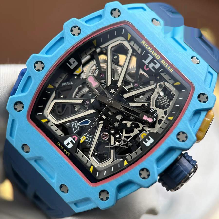 Luxury Super Clone Richard Mille RM35-03 Rafael Nadal Pastel Blue Quartz TPT Rubber Strap 43.2mm X 50mm — image 5