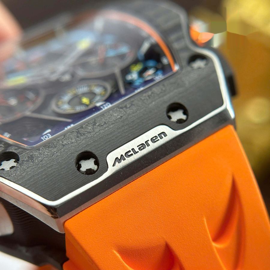 Outstanding Fake Richard Mille RM 65-01 McLaren Chronograph Carbon Fiber Skeleton Dial Rubber Strap 44.5mm X 49.9mm — image 7
