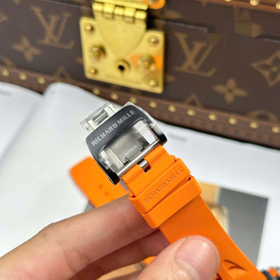 Outstanding Fake Richard Mille RM 65-01 McLaren Chronograph Carbon Fiber Skeleton Dial Rubber Strap 44.5mm X 49.9mm — image 10