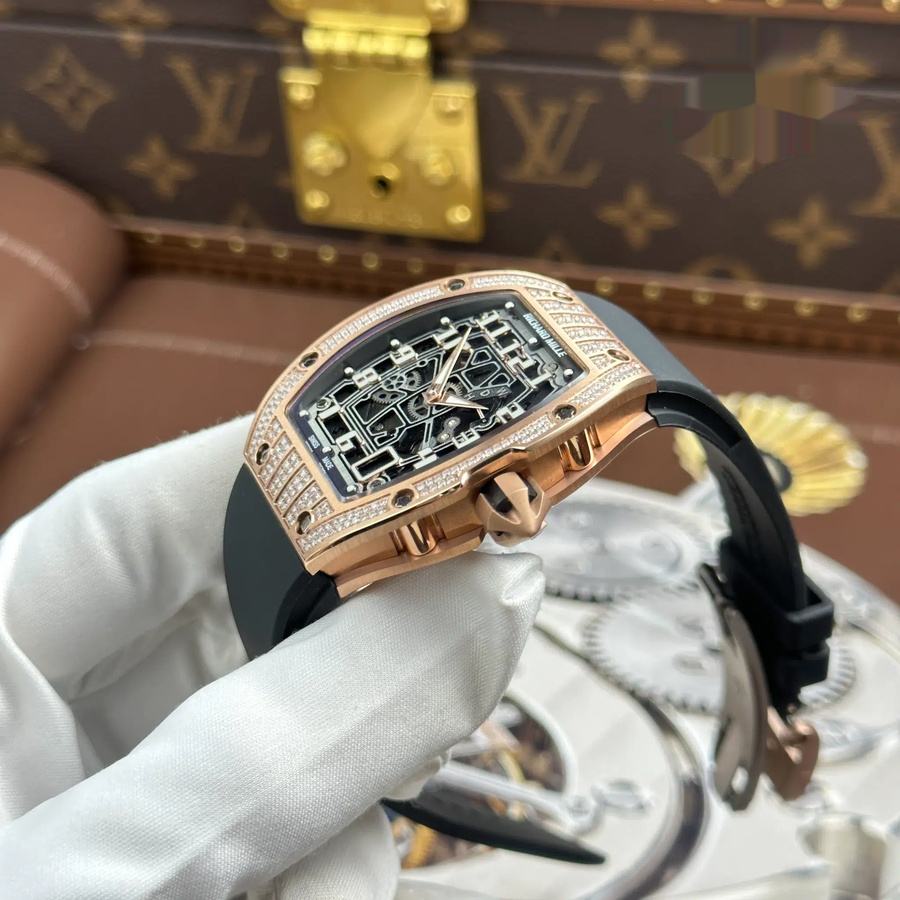 Quality Replica Richard Mille RM 67-01 Extra-Flat Rose Gold with Gemstones Moissanite 38.7mm X 47.5mm — image 3