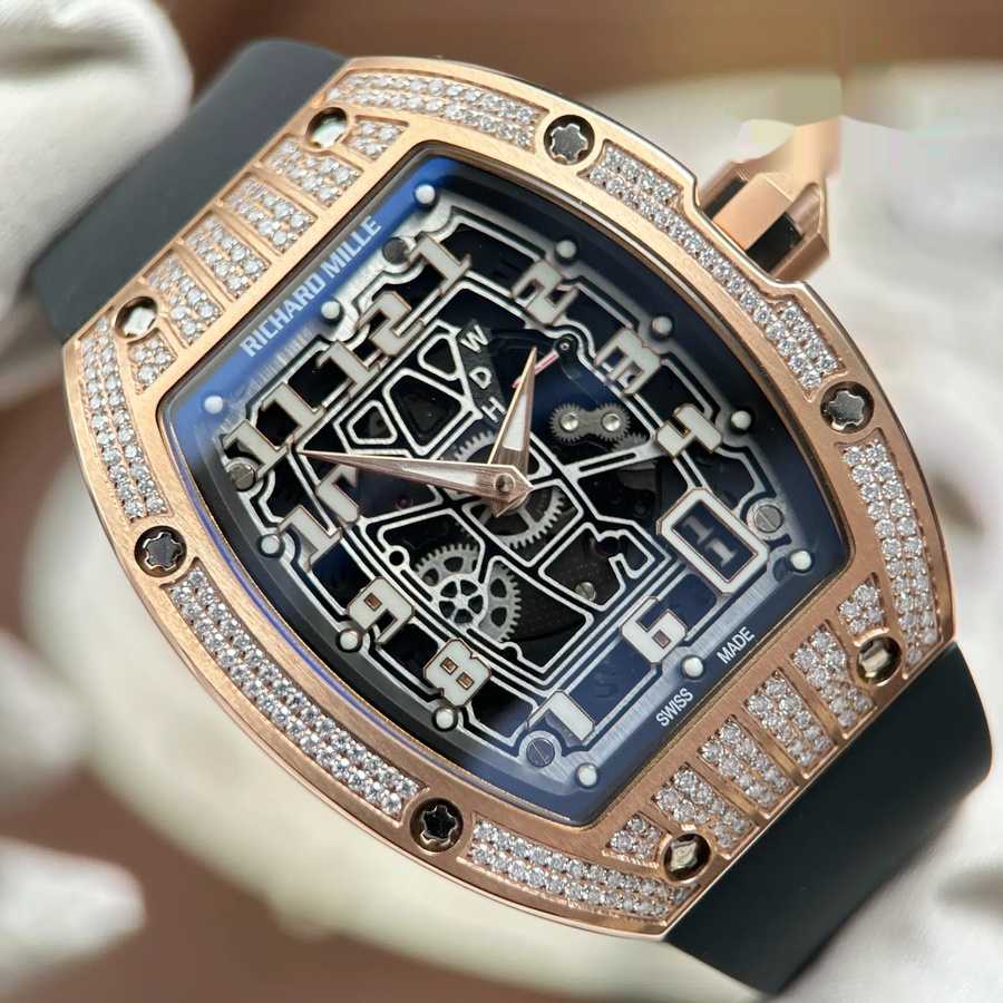 Quality Replica Richard Mille RM 67-01 Extra-Flat Rose Gold with Gemstones Moissanite 38.7mm X 47.5mm — image 4