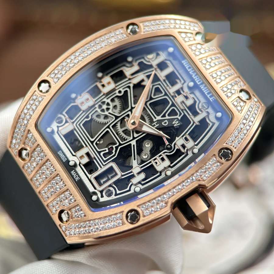 Quality Replica Richard Mille RM 67-01 Extra-Flat Rose Gold with Gemstones Moissanite 38.7mm X 47.5mm — image 5