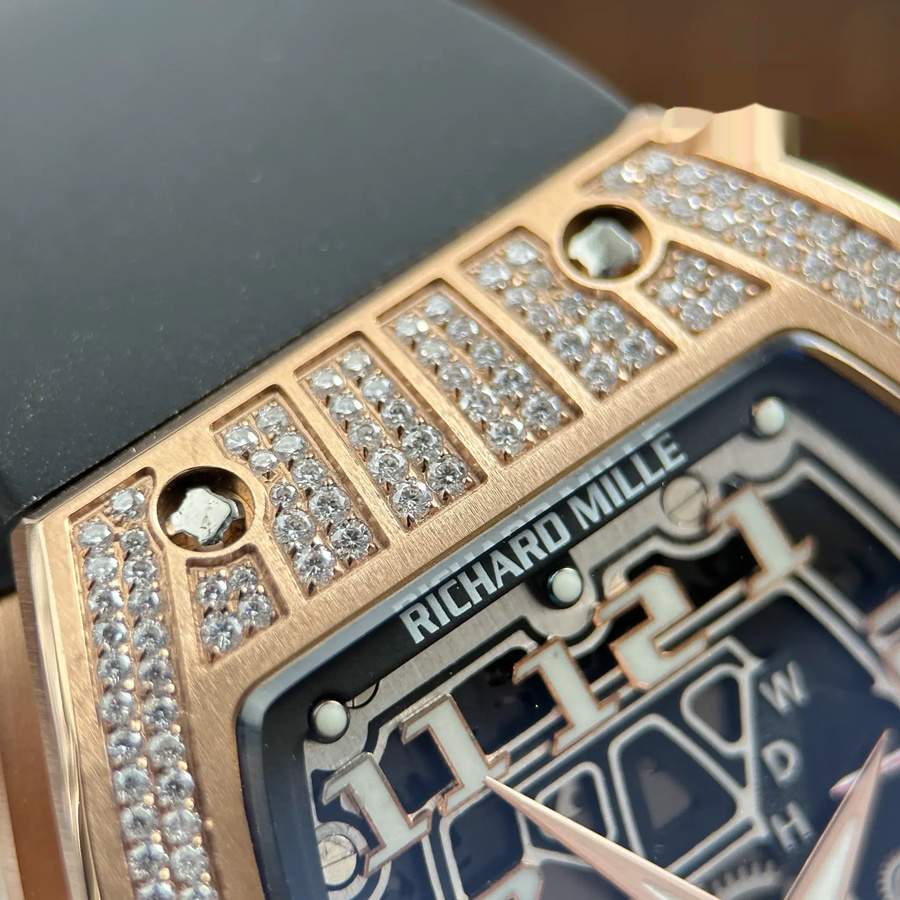 Quality Replica Richard Mille RM 67-01 Extra-Flat Rose Gold with Gemstones Moissanite 38.7mm X 47.5mm — image 7