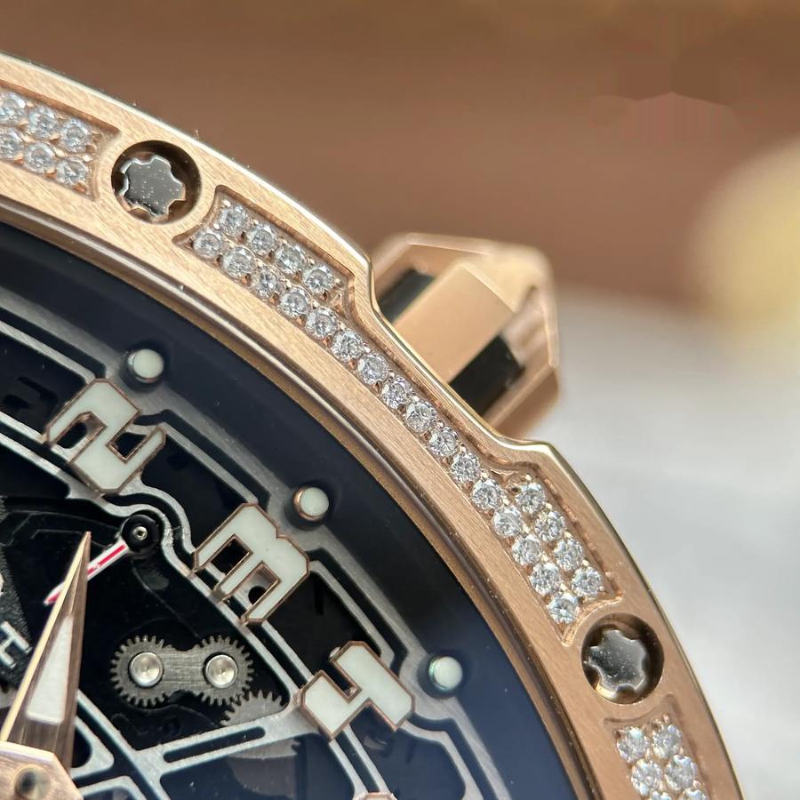 Quality Replica Richard Mille RM 67-01 Extra-Flat Rose Gold with Gemstones Moissanite 38.7mm X 47.5mm — image 8