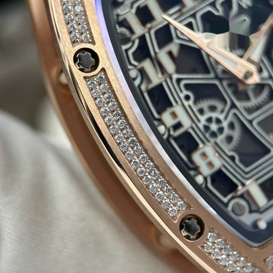 Quality Replica Richard Mille RM 67-01 Extra-Flat Rose Gold with Gemstones Moissanite 38.7mm X 47.5mm — image 10