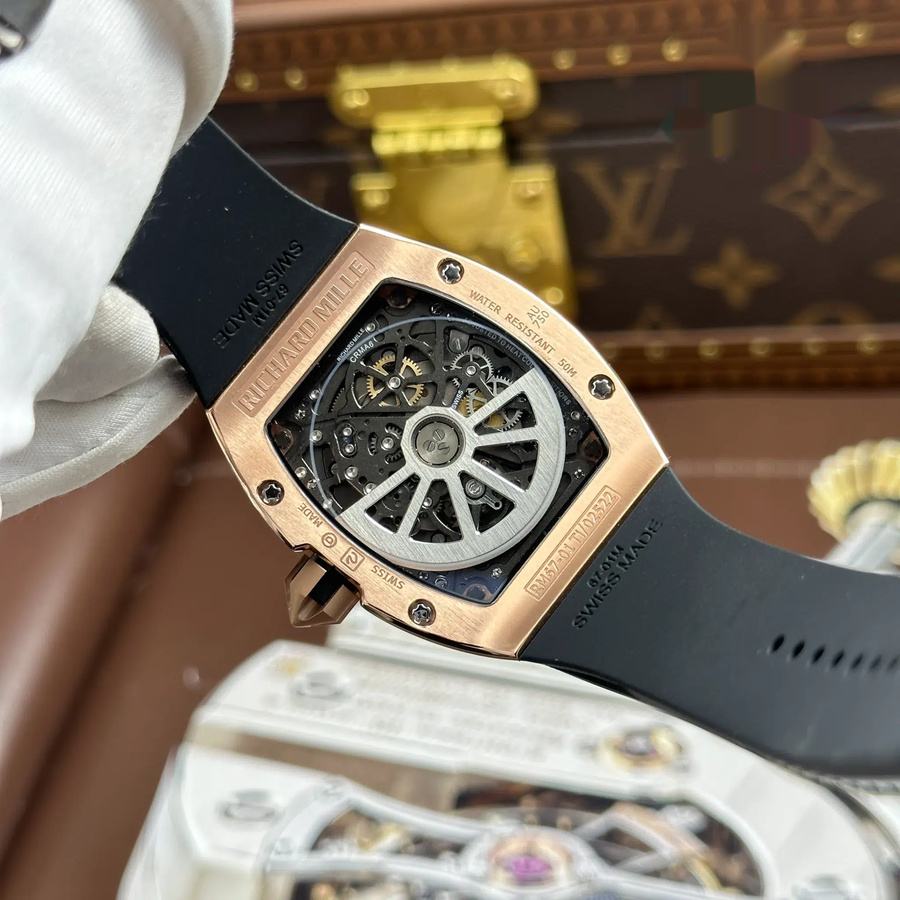Quality Replica Richard Mille RM 67-01 Extra-Flat Rose Gold with Gemstones Moissanite 38.7mm X 47.5mm — image 13