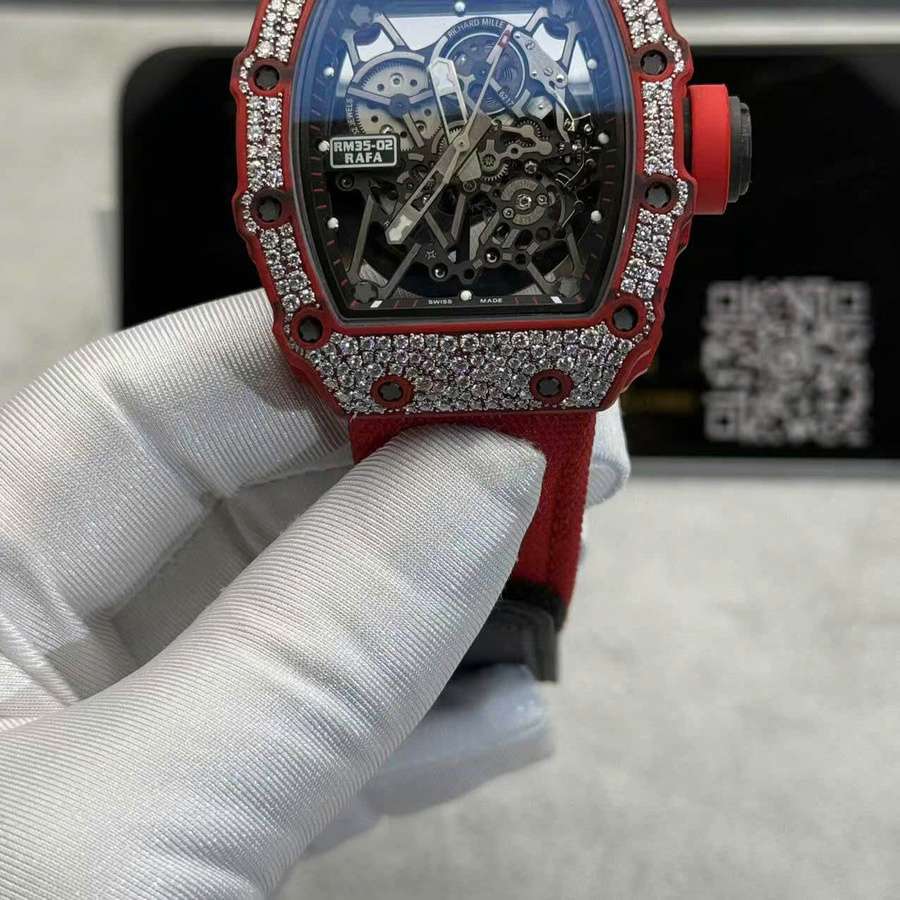 Super Clone Richard Mille RM 35-02 Red Quartz TPT Custom Made 1:1 Snow Diamond Vaucher Movement 49.94mm X 44.5mm — image 6