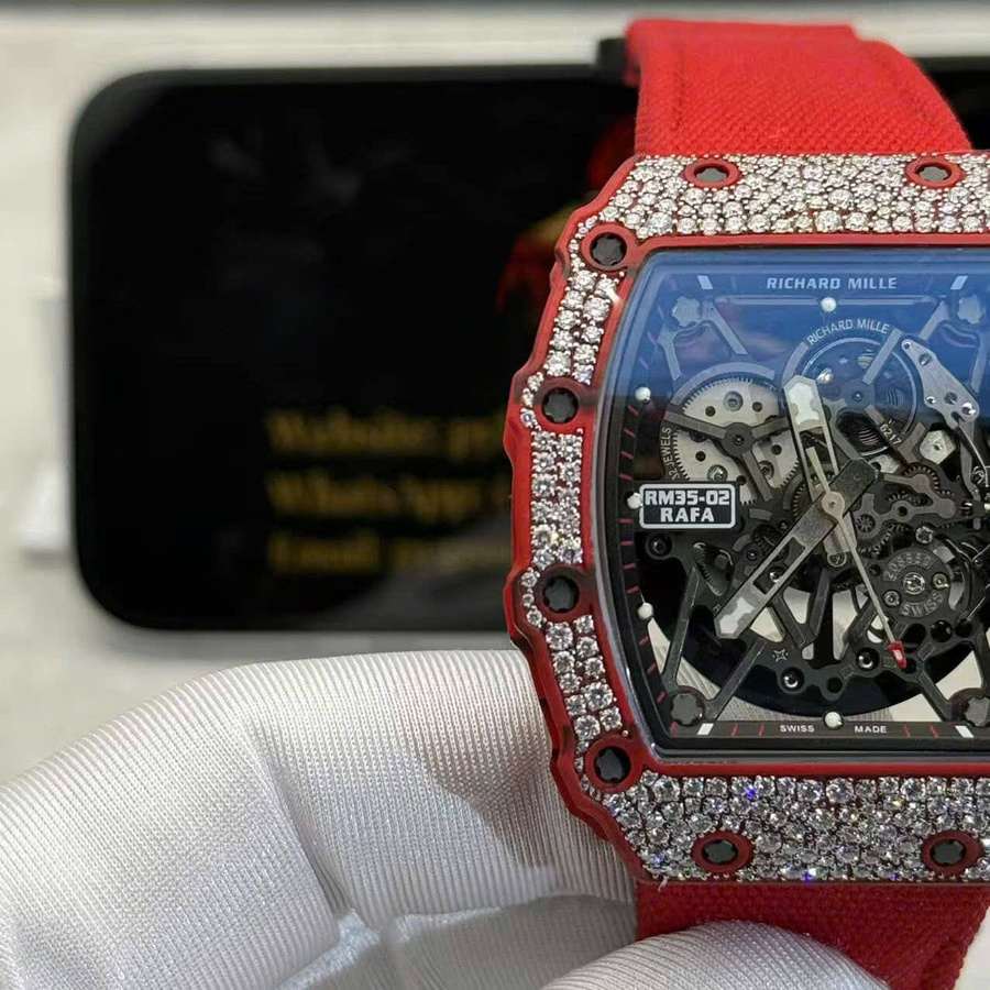 Super Clone Richard Mille RM 35-02 Red Quartz TPT Custom Made 1:1 Snow Diamond Vaucher Movement 49.94mm X 44.5mm — image 7