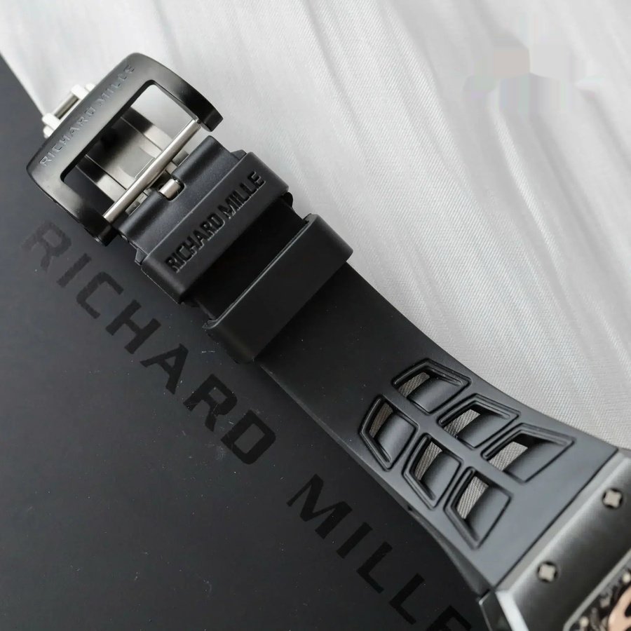 Top-rated Replica Richard Mille RM 52-01 Skull Tourbillon Black Ceramic Case High-quality Strap 43mm — image 8