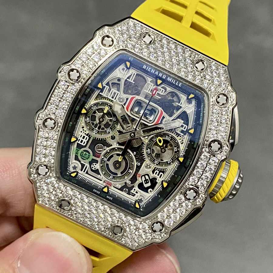 Upscale Replica Richard Mille RM 11-03 Flyback Chronograph Iced Out CZ Stones KVF 49.94x44.5mm — image 3