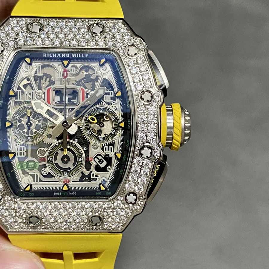 Upscale Replica Richard Mille RM 11-03 Flyback Chronograph Iced Out CZ Stones KVF 49.94x44.5mm — image 4