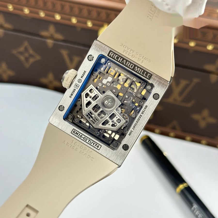 Valuable Fake Richard Mille RM 16-02 Titanium Extra-Flat White Rubber Band 36 X 45mm — image 11