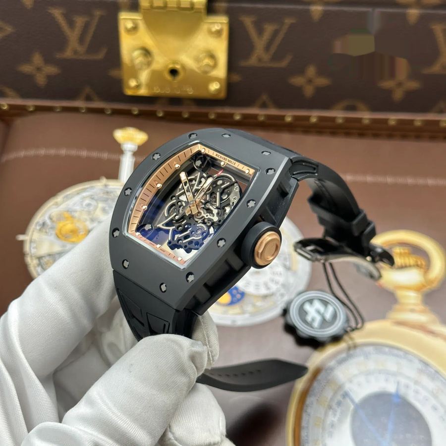 Value-packed Imitation Richard Mille RM 055 Bubba Watson Black Ceramic Asia Edition Black Rubber Strap ZF 42.7mm — image 3