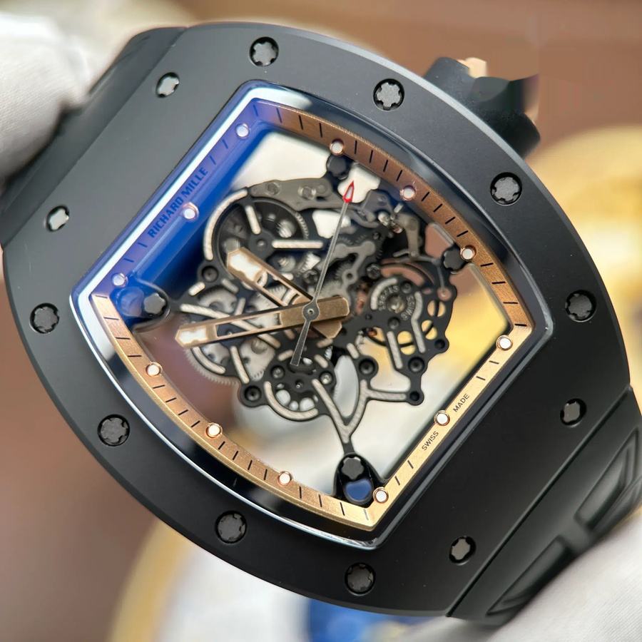 Value-packed Imitation Richard Mille RM 055 Bubba Watson Black Ceramic Asia Edition Black Rubber Strap ZF 42.7mm — image 4